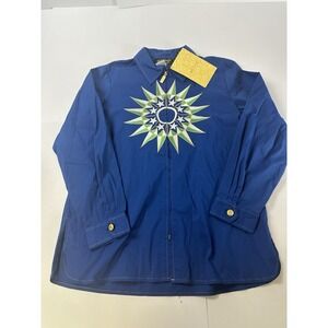 NWT Bob Mackie Jacket Womens Small Embroidered Wearable Art Zip Up